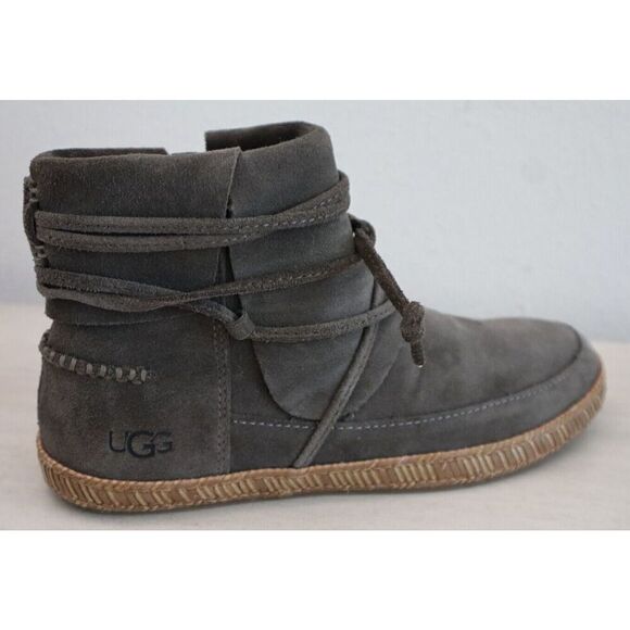 UGG 1019129 Woman’s Sz 5.5 Slate Soft Suede Reid Moccasin Booties - Picture 12 of 15